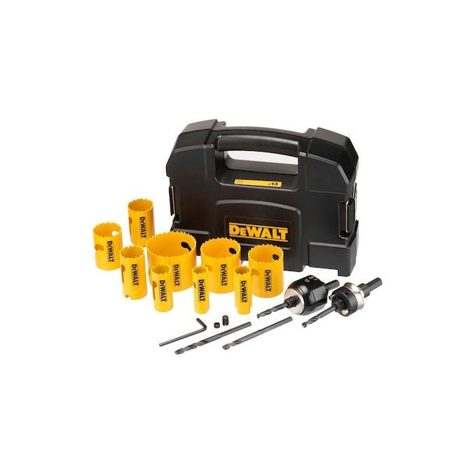 DeWALT DT90361-QZ Set Seghe a Tazza Bimetalliche 13 pz per Legno Metallo Plastica con Geometria Denti Brevettata e Profondita' di Taglio 44 mm colore Nero