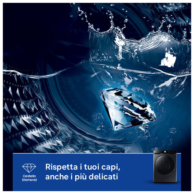 Samsung DV16DG8600BV Serie 8000 Asciugatrice Pompa di Calore 16 Kg Classe A+++ Wi-Fi AI Dry Programma Igienizzante (98,4x68,6x84,4 cm) colore Nero