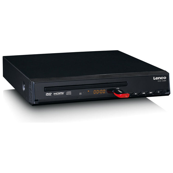 Lenco DVD120BK Lettore DVD portatile con HDMI e USB supporto MP3 JPEG AVI risoluzione 1024x768 colore Nero