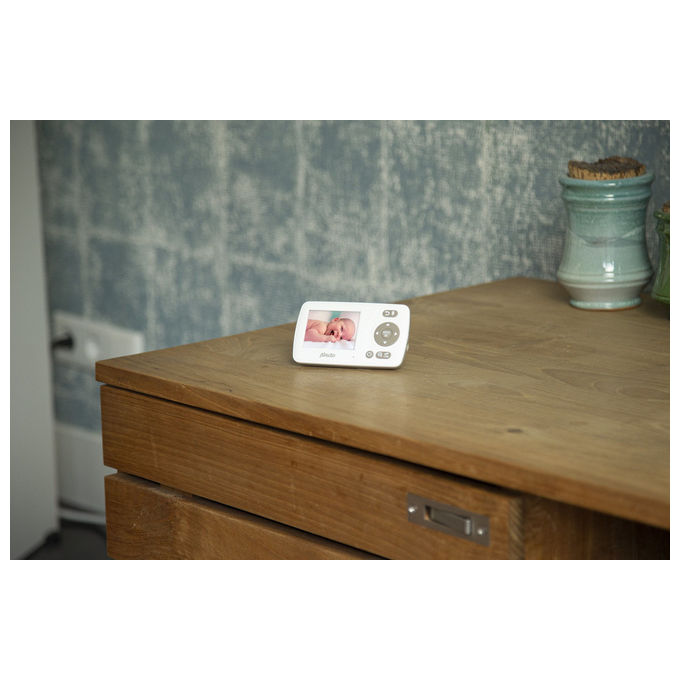 Alecto DVM-71 Monitor Video per Bambino con Display 2.4'' e Telecamera Risoluzione 320x240 Pixel Modalita' Notte Sensore Temperatura colore Grigio talpa Bianco