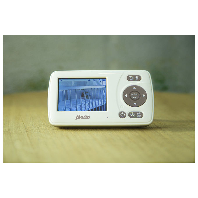 Alecto DVM-71 Monitor Video per Bambino con Display 2.4'' e Telecamera Risoluzione 320x240 Pixel Modalita' Notte Sensore Temperatura colore Grigio talpa Bianco