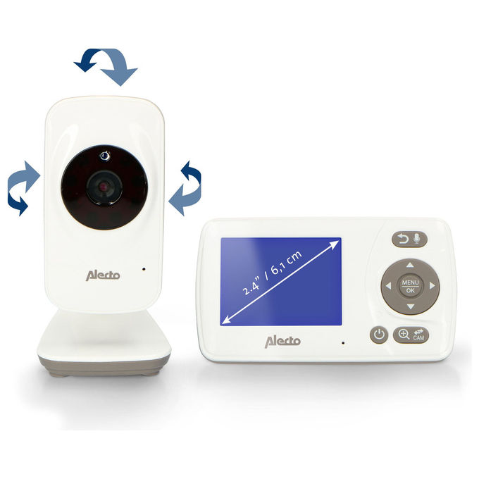 Alecto DVM-71 Monitor Video per Bambino con Display 2.4'' e Telecamera Risoluzione 320x240 Pixel Modalita' Notte Sensore Temperatura colore Grigio talpa Bianco