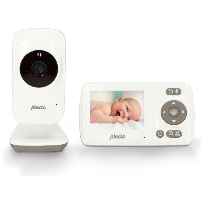 Alecto DVM-71 Monitor Video per Bambino con Display 2.4'' e Telecamera Risoluzione 320x240 Pixel Modalita' Notte Sensore Temperatura colore Grigio talpa Bianco