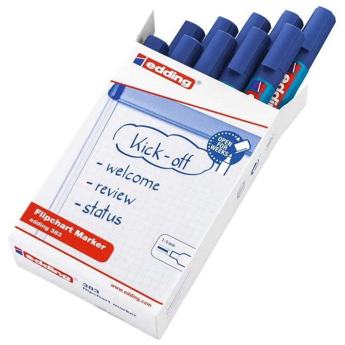 Edding Confezione 10 Marcatori Flipchart Base Acqua Blu