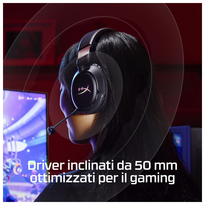 HyperX B5VC4AA Cloud Flight 2 Cuffie da gaming wireless 2.4 GHz Bluetooth 5.3 autonomia fino a 100 ore driver 50 mm microfono rimovibile colore Nero