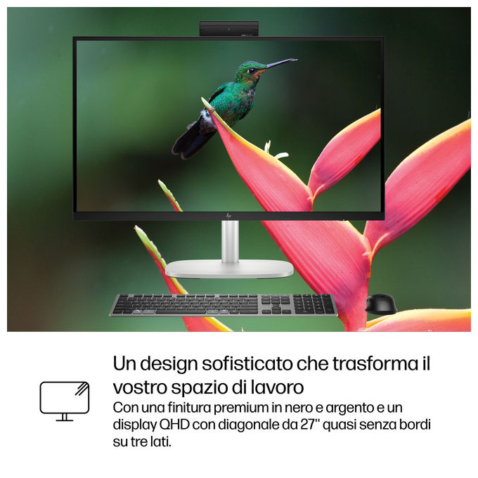 HP E07KKAT All-in-One PC Intel Core Ultra 7 24 GB DDR5-SDRAM 2560 x 1440 Pixel 27'' Wi-Fi 7 Bluetooth 5.4 Windows 11 Pro colore Argento