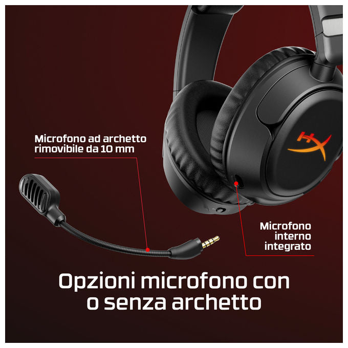 HyperX B5VC4AA Cloud Flight 2 Cuffie da gaming wireless 2.4 GHz Bluetooth 5.3 autonomia fino a 100 ore driver 50 mm microfono rimovibile colore Nero
