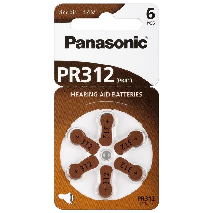 Link confezione 6 pile a bottone 1,4 volt zinco pr41 (pr312)