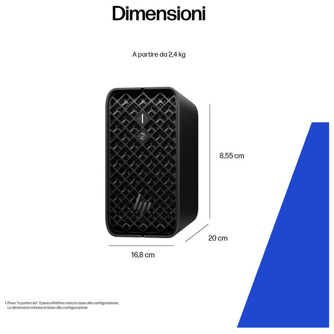 HP E26G4ET Mini PC Stazione di lavoro AI con Processore AMD 390 64 GB LPDDR5x-SDRAM 1 TB SSD Windows 11 Pro colore Nero