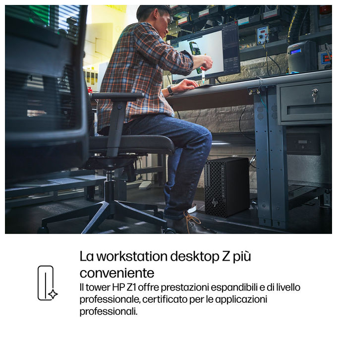 HP E26G3ET Z1 Tower PC Workstation Intel Core Ultra 7 265 32 GB DDR5-SDRAM 1 TB SSD RTX A1000 Windows 11 Pro colore Nero