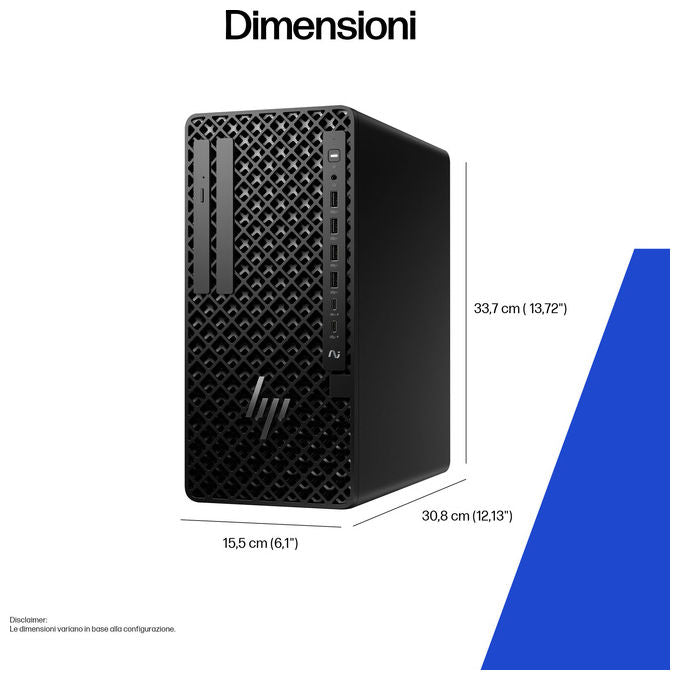 HP E26G3ET Z1 Tower PC Workstation Intel Core Ultra 7 265 32 GB DDR5-SDRAM 1 TB SSD RTX A1000 Windows 11 Pro colore Nero