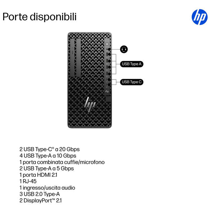 HP E26GLET#ABZ Workstation Desktop Intel Core Ultra 9 285 32 GB DDR5-SDRAM 1 TB SSD Windows 11 Pro colore Nero