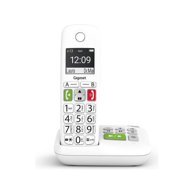 Gigaset E290A Cordless DECT-GAP Senior Display 2'' Vivavoce Segreteria Rubrica Bianco
