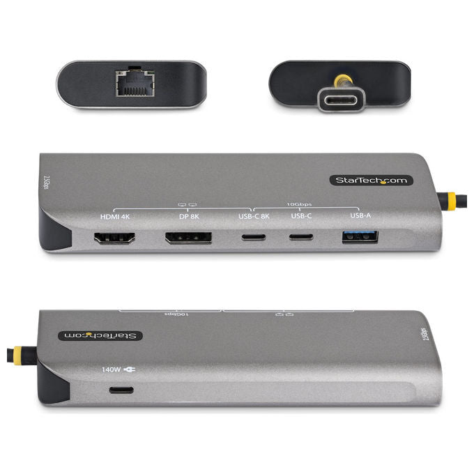 StarTech.com 174B-USB4-MULTIPORT Adattatore Multiporta USB4 7-in-1 Dual 4K 140W PD 3 porte 10Gbps Ethernet 2.5GbE colore Grigio