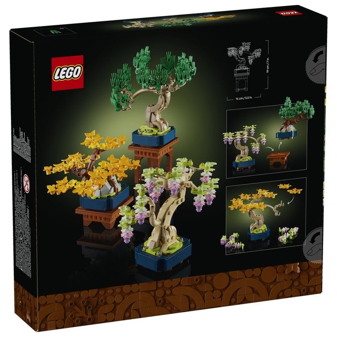 Lego 10373 Botanicals Mini Bonsai Set da Costruzione 3 Piante Artificiali con Foglie Intercambiabili e 2 Espositori colore Multicolore