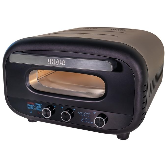 Unold 68805 Pizza Oven Alfredo Forno per Pizza 1700 W Temperatura fino a 450 °C Acciaio Inox (43.3x47.2x28.6 cm) colore Nero