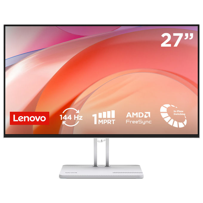 Lenovo 67DEKAC1IT L27-4C Monitor 27'' IPS FHD 1920x1080 144Hz 1ms MPRT AMD FreeSync Altoparlanti Integrati colore Cloud Grey