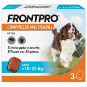 FRONTPRO 105682088 Compresse Masticabili Antiparassitarie per Cani da 10 a 25 Kg con Afoxolaner 68 mg Confezione da 3 Compresse colore Bianco