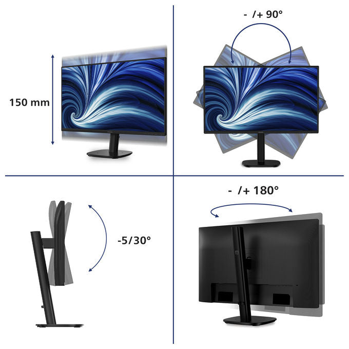 Philips 27B2N3500-00 Monitor PC 27'' 2560x1440 Pixel IPS 120 Hz HDR10 Altoparlanti Incorporati Regolabile Altezza Rotazione colore Nero