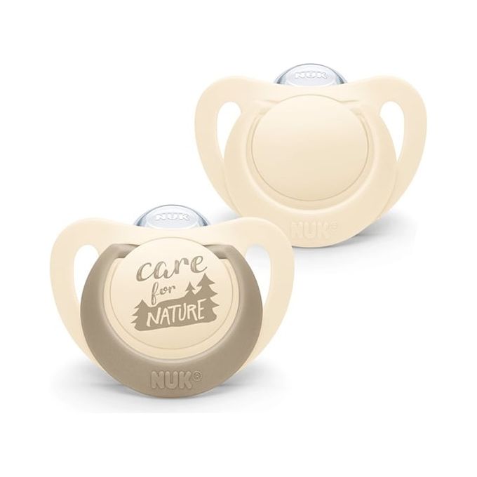 NUK For Nature – Succhietto 0–6 mesi Silicone (2 pezzi) con Forma Ortodontica e Design Sostenibile
