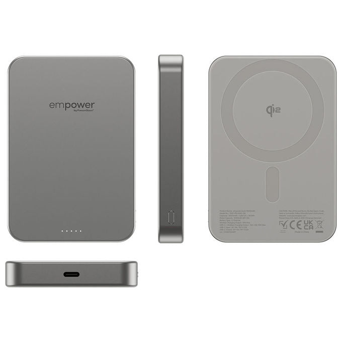 PanzerGlass EM77942 empower Bank Powerbank 10000 mAh USB-C Ricarica Wireless 15 W colore Titanio