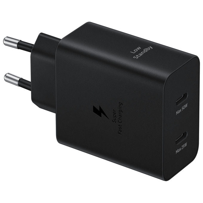 Samsung EP-T5020XBEGEU Caricabatteria Super Fast Charging 50W con Doppia Porta USB-C e Cavo USB-C to USB-C 1,8 m colore Nero