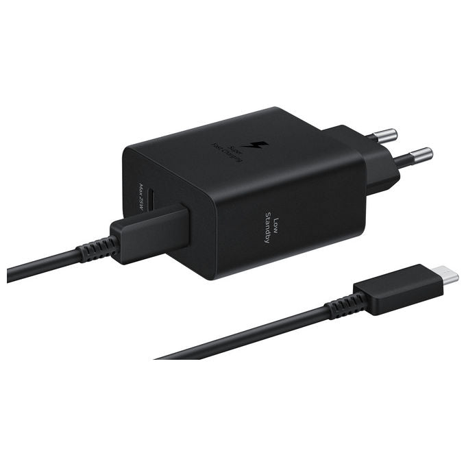 Samsung EP-T5020XBEGEU Caricabatteria Super Fast Charging 50W con Doppia Porta USB-C e Cavo USB-C to USB-C 1,8 m colore Nero