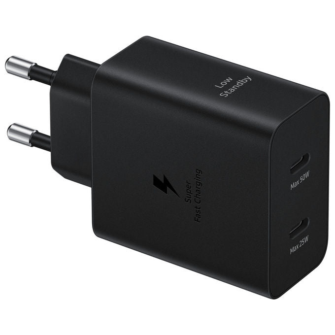 Samsung EP-T5020XBEGEU Caricabatteria Super Fast Charging 50W con Doppia Porta USB-C e Cavo USB-C to USB-C 1,8 m colore Nero
