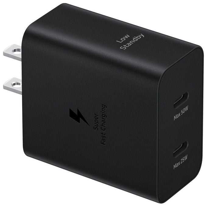 Samsung EP-T5020XBEGEU Caricabatteria Super Fast Charging 50W con Doppia Porta USB-C e Cavo USB-C to USB-C 1,8 m colore Nero
