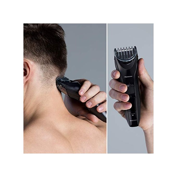 Panasonic ER‑GC53‑K503 - Tagliacapelli con cavo-cordless, autonomia 40 min, lame acciaio inox, 19 lunghezze da 0,5 a 10 mm, lavabile, colore nero