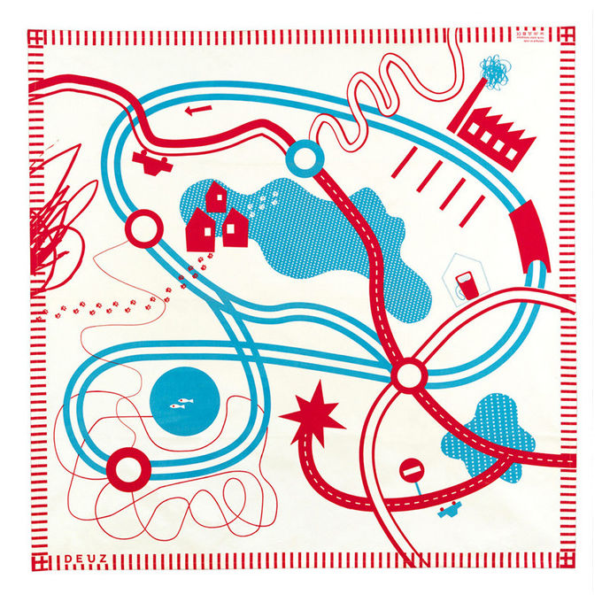 DEUZ – Tappeto da Gioco Circuito, Cotone Biologico, Design Pista Automobilina, Morbido e Lavabile, 100×100 cm