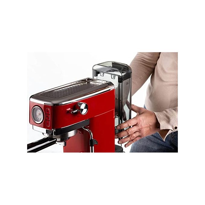 Ariete 1381 Macchina da Caffe' Espresso Rosso Metal Slim Manometro 1300W Capacita 1.1 Litro