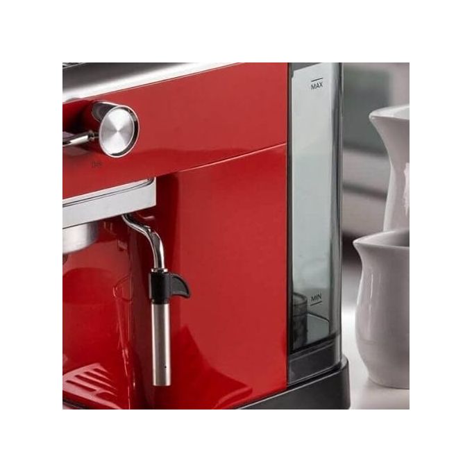 Ariete 1381 Macchina da Caffe' Espresso Rosso Metal Slim Manometro 1300W Capacita 1.1 Litro