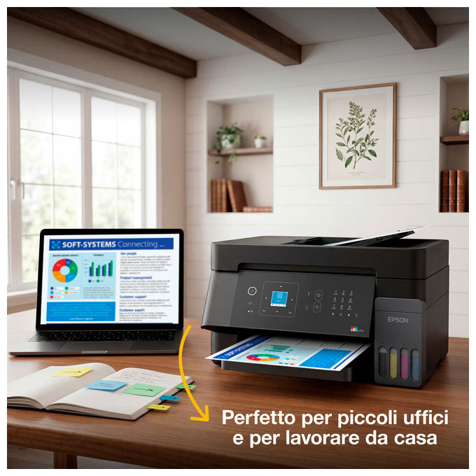 Epson ET-4900 EcoTank Stampante Multifunzione A4 Wi-Fi Ethernet LCD ADF 30 fogli colore Nero