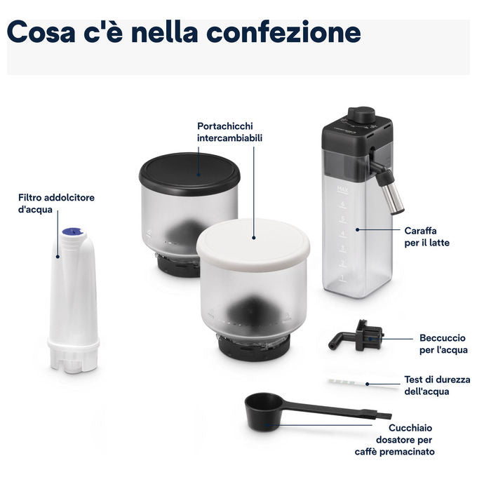 De'Longhi EXAM440.55.W Rivelia Macchina da caffe' Automatica Capacita' serbatoio 1.4 L Pressione 19 bar Potenza 1450 W con sistema latte colore Bianco
