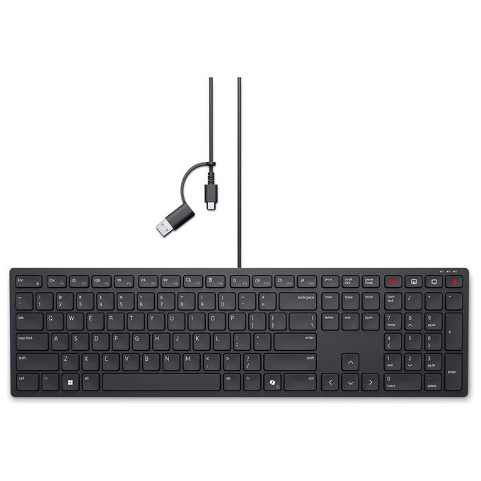 Dell KB525C-EN-EMEA Tastiera cablata per la collaborazione Pro Full-size QWERTY US International con tasti di scelta rapida programmabili e retroilluminata colore Nero
