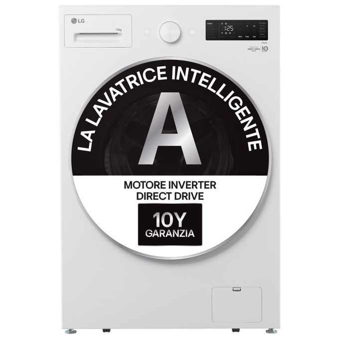 LG F0NT116TWC Next AI DD Lavatrice 16 Kg 1000 rpm Classe A Wi-Fi TurboWash 360 Vapore Steam (65x95x78 cm) colore Bianco