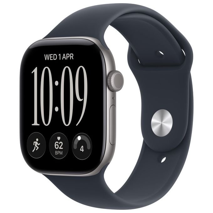 Apple MJEJ4QL-A Apple Watch Series 12 GPS Cassa 46 mm in Alluminio Grigio Siderale con Cinturino Sport Blu Marino M-L colore Blu Marino