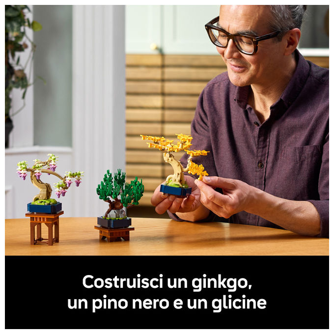 Lego 10373 Botanicals Mini Bonsai Set da Costruzione 3 Piante Artificiali con Foglie Intercambiabili e 2 Espositori colore Multicolore