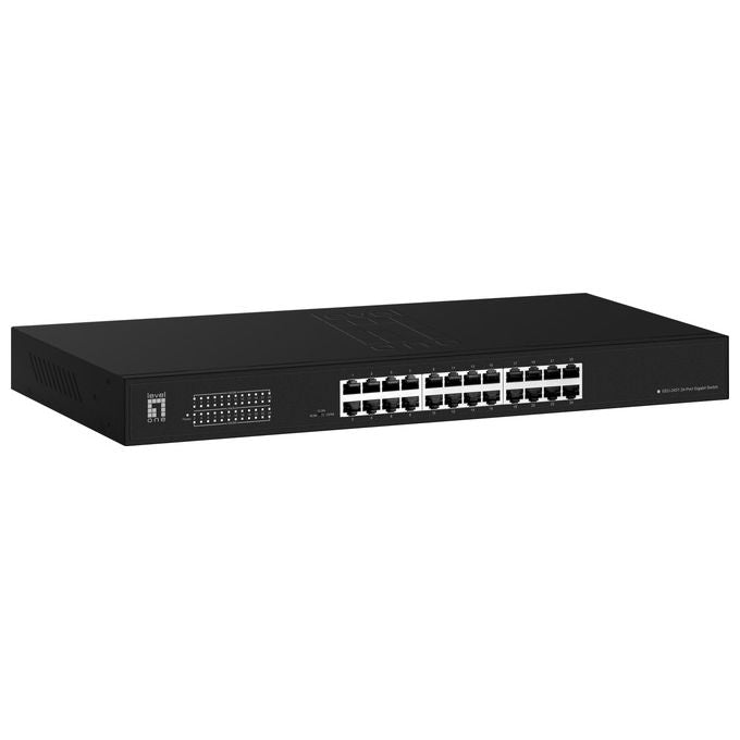 LevelOne GEU-2431 Switch 24 Porte Gigabit Ethernet Non Gestito Rack 1U Kit Incluso colore Nero