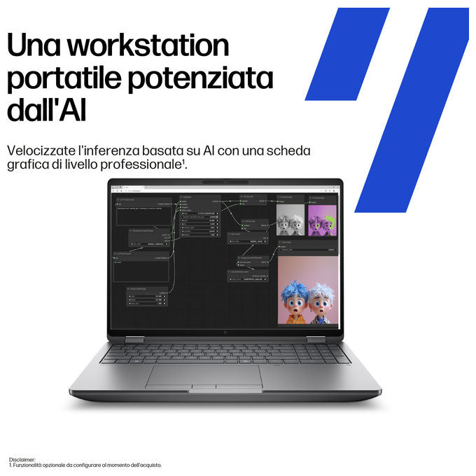 HP DK1L5ET ZBook Fury Laptop Intel Core Ultra 7 255HX 40,6 cm (16'') WUXGA 64 GB DDR5-SDRAM 1 TB SSD NVIDIA RTX PRO 2000 Blackwell Wi-Fi 7 Windows 11 Pro AI Workstation colore Argento