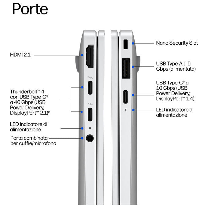HP E4LH0AT HP EliteBook X G2i 14'' Computer portatile Intel Core Ultra 5 16 GB LPDDR5x-SDRAM 512 GB SSD Wi-Fi 7 Windows 11 Pro colore Argento