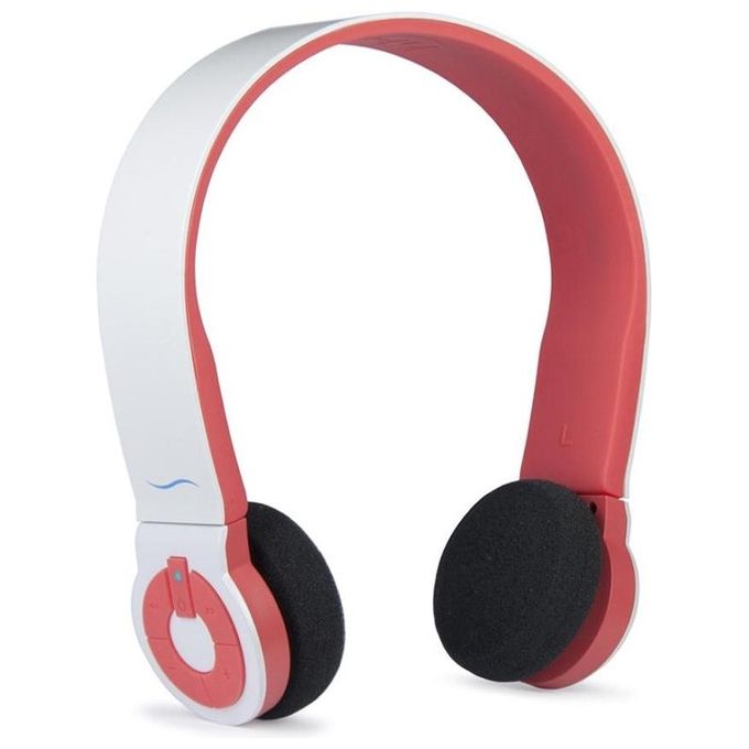 HI-FUN Cuffie Bluetooth Hi-Edo White Red con Design Minimal e Massima Autonomia per Musica e Telefonate