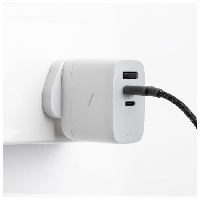 Native Union FAST-PD67-WHT-2CA Fast Gan Charger Pd 67W Caricatore con 2 Porte USB-C e 1 USB-A 67 W Bianco