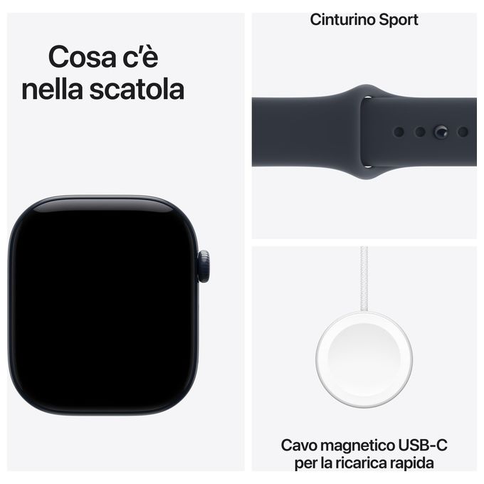 Apple MJH44QL-A Apple Watch Series 12 GPS + Cellular Cassa 46 mm in Ceramica Blu Notturno con Cinturino Sport Blu Marino M-L colore Blu Notturno