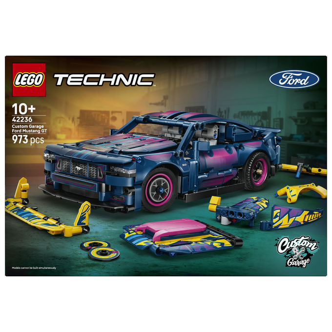 Lego 42236 Auto Ford Mustang GT Custom Garage Giocattolo con Motore V8 Sterzo HOG Parti Intercambiabili da 10+ colore Multicolore