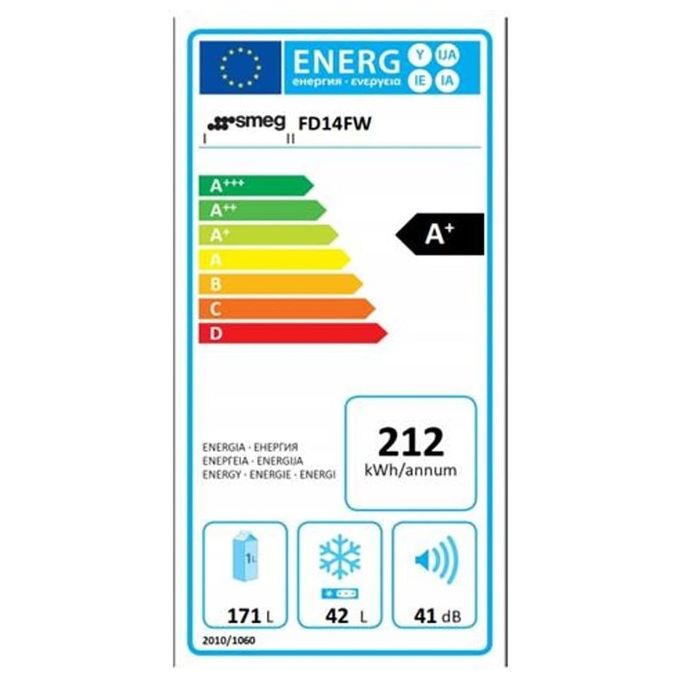 Smeg FD14FW Frigorifero Doppia Porta Libera Installazione Estetica Universale Capacita' 213 Litri Classe Energetica F (A+) Bianco