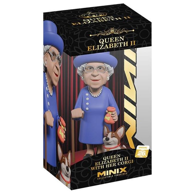 Minix QUEENELIZABETHIICORGI Collectible Figurines Action Figure da Collezione Regina Elisabetta II con Corgi 12 cm colore Multicolore
