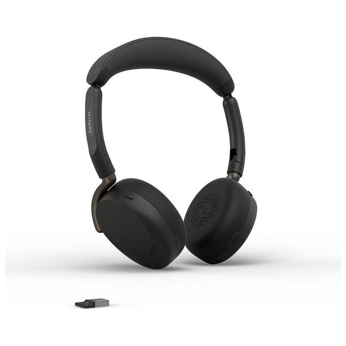 Jabra 36699-989-999 Evolve3 65 Flex Cuffie Wireless Bluetooth con Microfono UC USB-A Autonomia Fino a 16 Ore Cancellazione Attiva del Rumore Adattiva 4 Microfoni Audio Spaziale Codec LC3 colore Nero