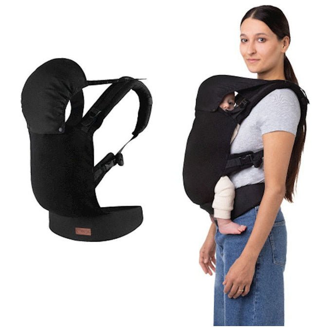 MoMi FLOW COLLET Marsupio Ergonomico 3 48 mesi 4 20 Kg 2 posizioni cappuccio rimovibile colore Nero